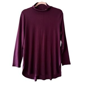 Chico’s Plum Turtleneck Long Sleeve Pima Cotton Tunic Top Size 1